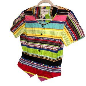 Caroline Charles LONDON multi colored Mexiacana Wedding cotton flamenco …